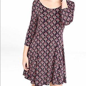 Express Floral Print Scoop Neck Skater Dress